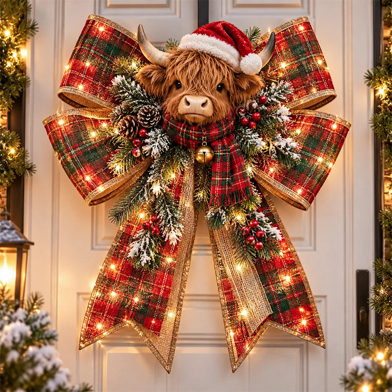 🎀🎄 Christmas Magic Bow Door Hangers – Oversized Light-Up Holiday Bows in 6 Festive Styles