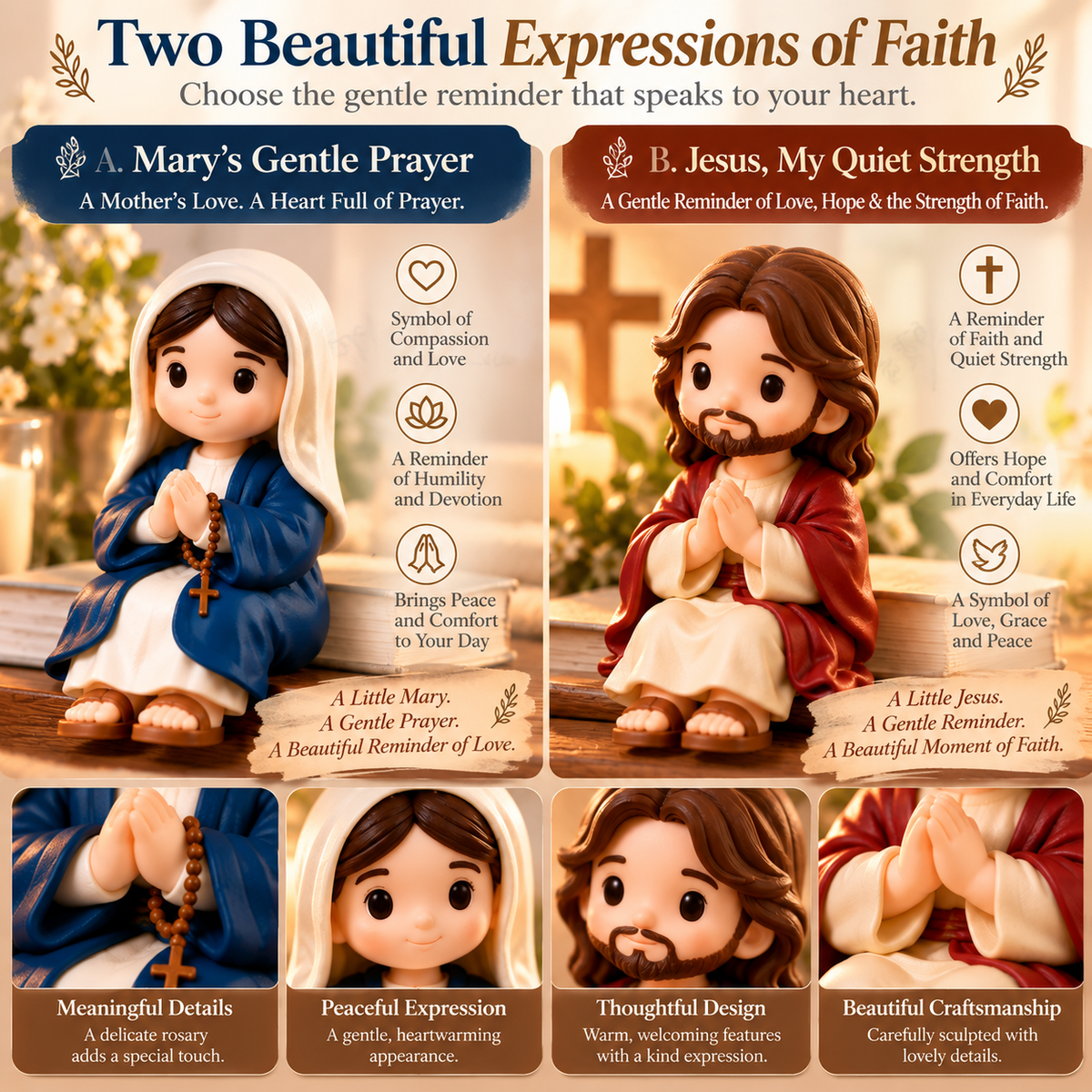 🙏 A Little Reminder To Pause & Pray ❤️ Mary & Jesus Faith Figurines