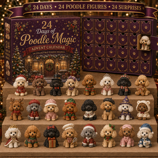 CHRISTMAS KICKOFF 49% OFF - 2026 Poodle Magic Blind Box - 24‑Day Festive Countdown, Poodle Figures Blind Box - Gift For Dog Lovers（Acrylic）