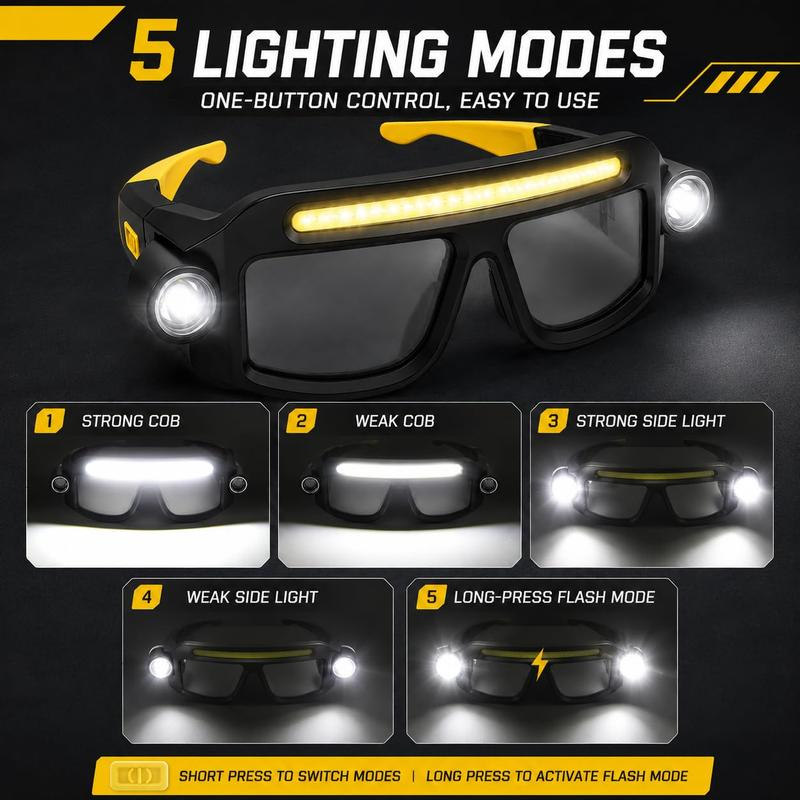 🔦 BrightSight™ Hands-Free LED Work Glasses | Wide Beam, Fits Over Your Glasses