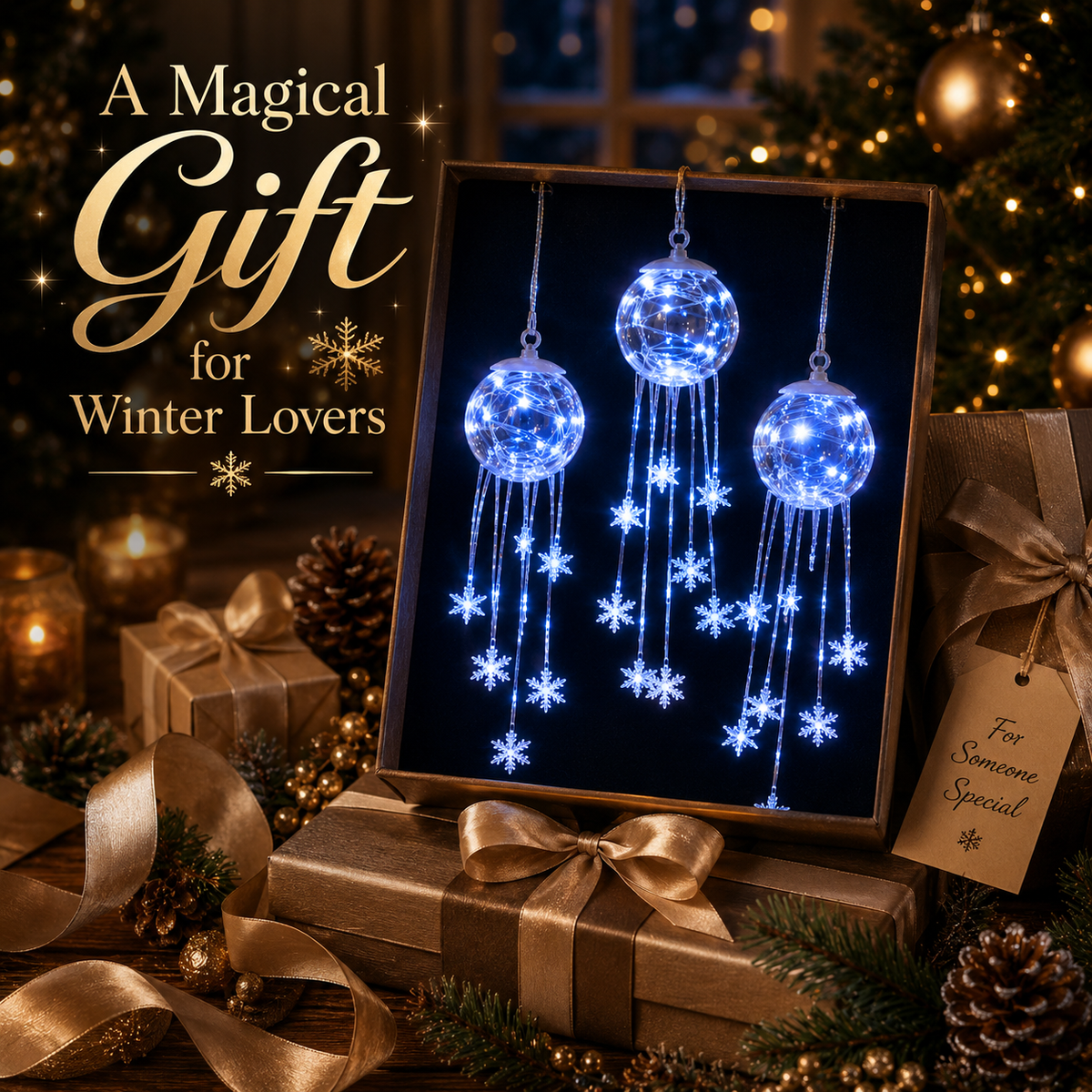Snowflake Cascade Christmas tree scene