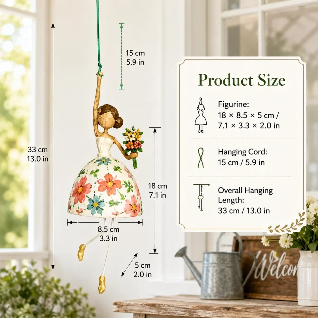 Whimsical Dancing Lady Hanging Ornament size guide