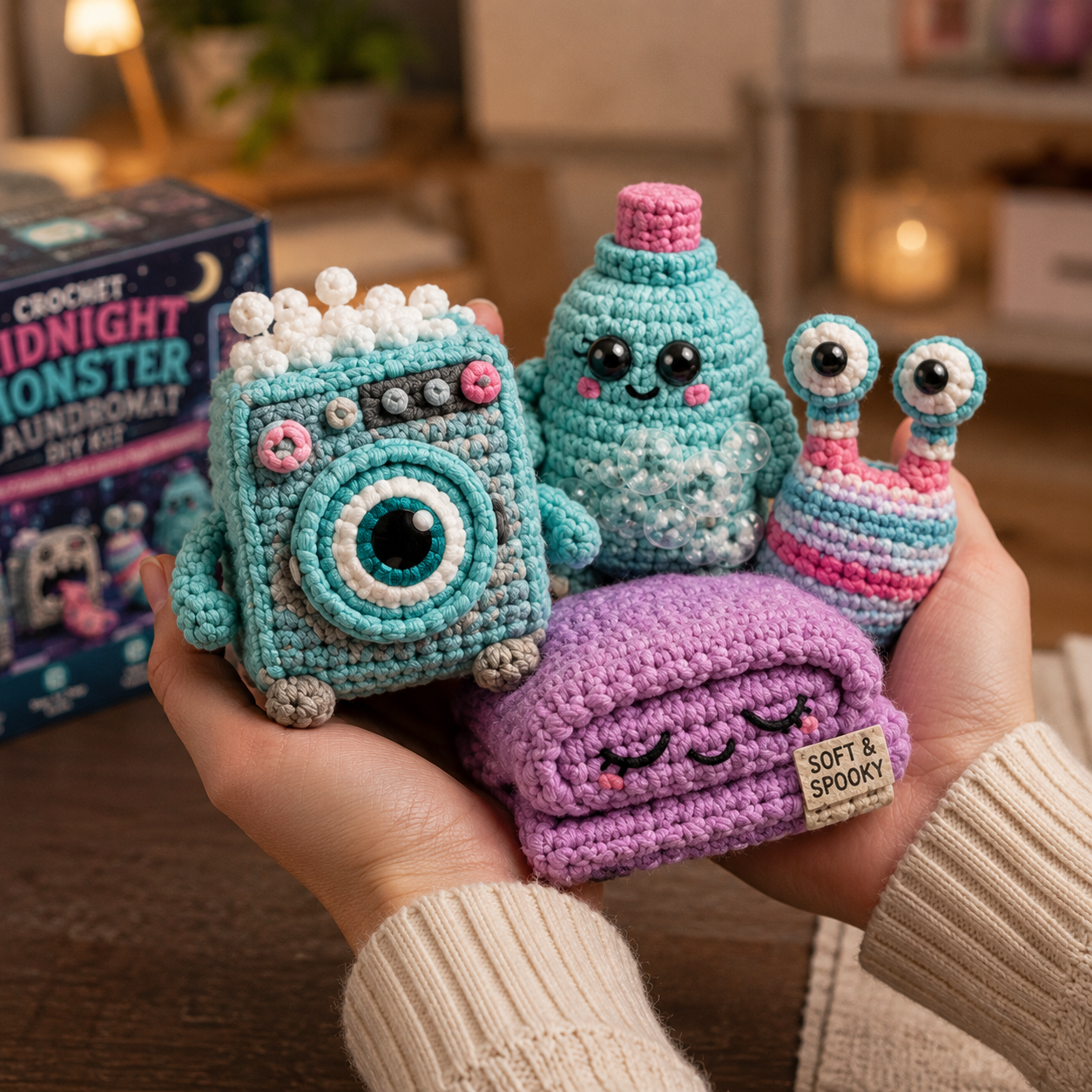 🧶 Midnight Oddities — 9-Piece Creepy Cute Crochet DIY Kit