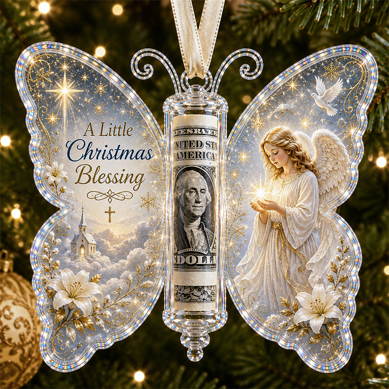 Angel Christmas Cash Gift Butterfly Ornament