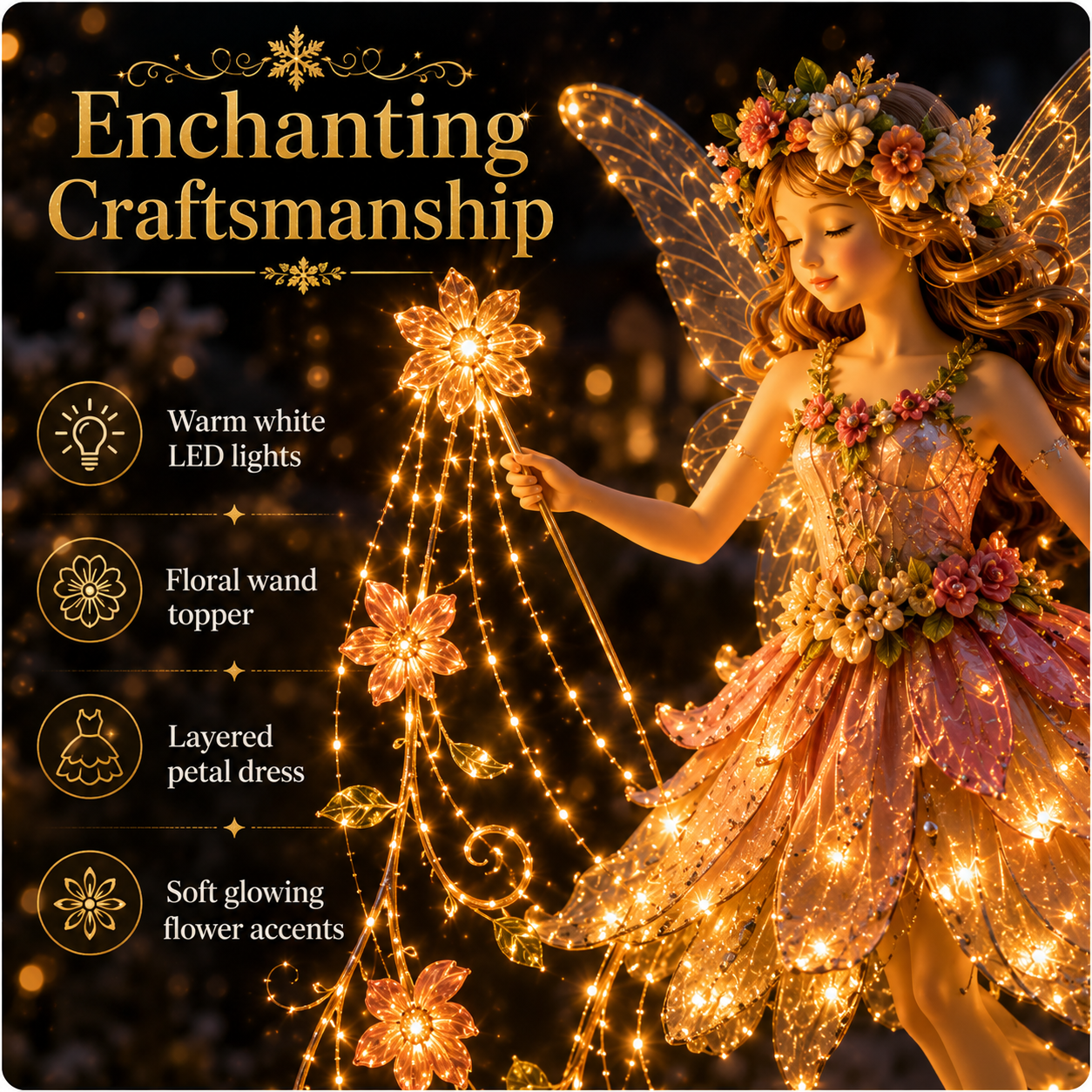✨ Enchanted Flower Fairy Solar Garden Light – Magical Glowing Outdoor Christmas Yard Decor 🧚🌸