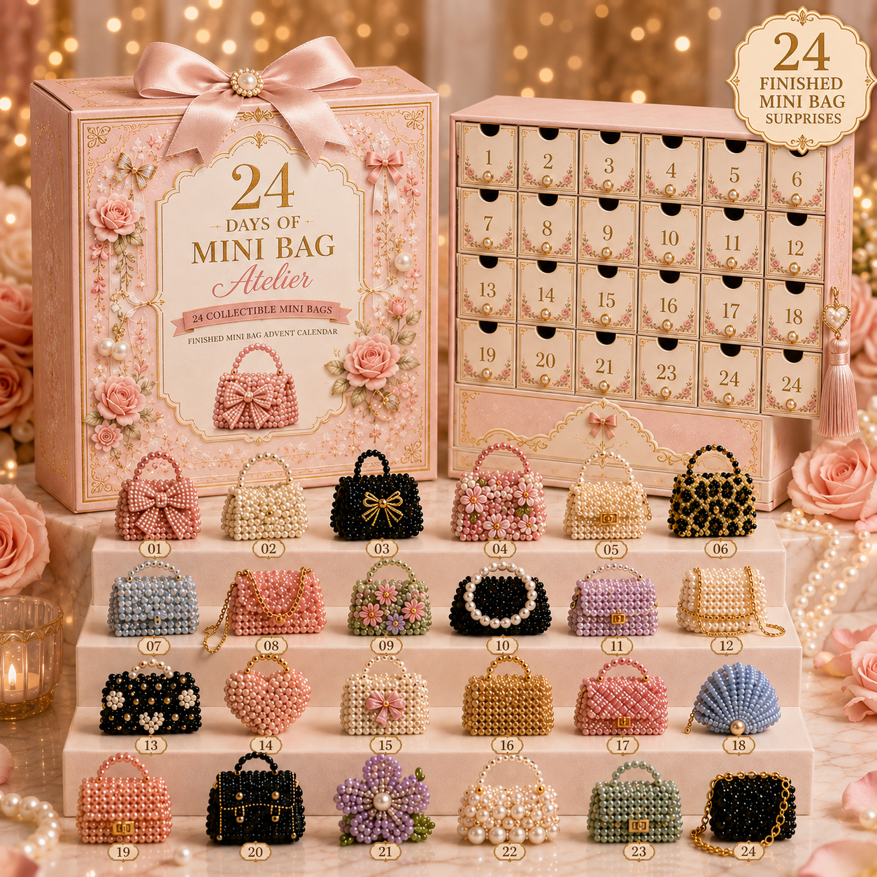 🎀 24 Days of Mini Bag Atelier™ – 24 Finished Mini Bag Advent Calendar