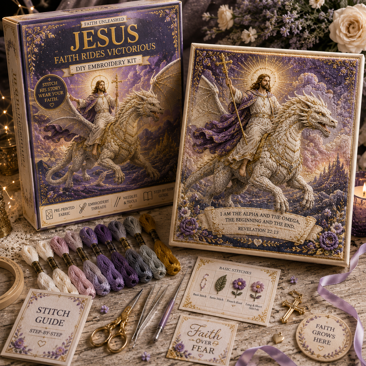 ✝️ Grace & Glory Faith Embroidery Collection - BUY 3 GET 1 FREE（4 PCS）