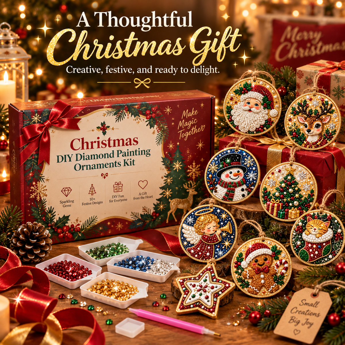 24 piece DIY diamond Christmas ornament set