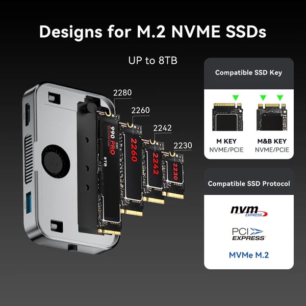 🧲 10Gbps Magnetic SSD Enclosure & Docking Station  – High-Speed M.2 NVMe SSD Storage Adapter with Multi-Port Expansion