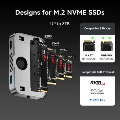 🧲 10Gbps Magnetic SSD Enclosure & Docking Station  – High-Speed M.2 NVMe SSD Storage Adapter with Multi-Port Expansion