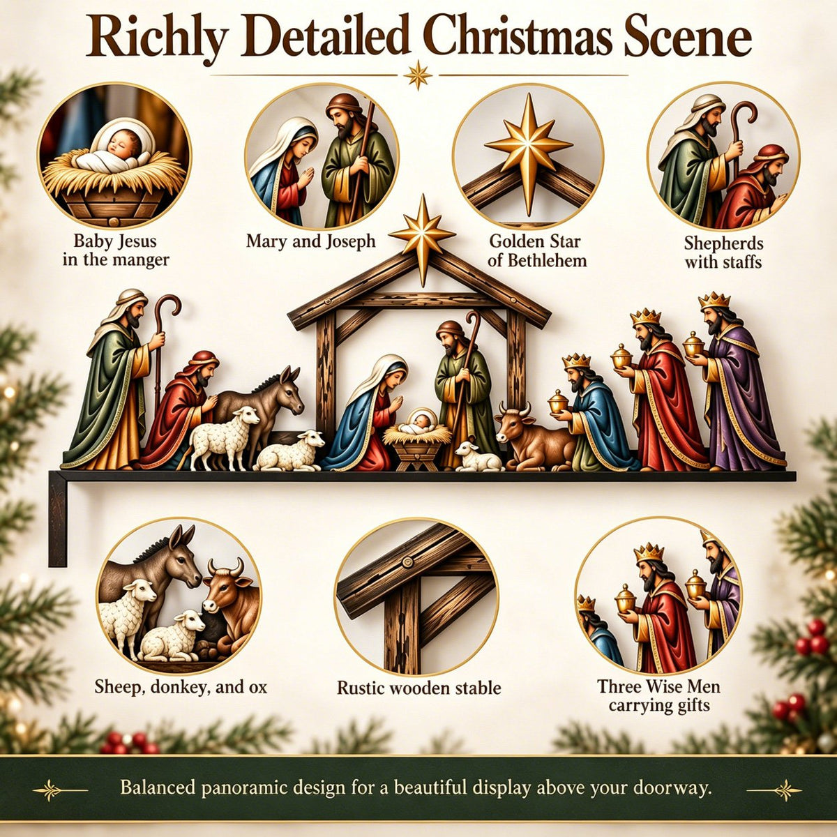 ✝ Nativity Scene Door Topper | Bring The Story Of Christmas Home