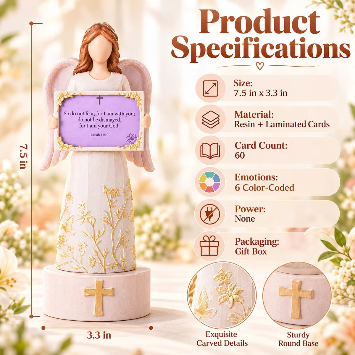 🙏✨Hand-Crafted Resin Angel Figurine with Color-Coded Bible Verse Cards & Storage Box 🕊️🎁(📦Buy 2 Free Shipping)