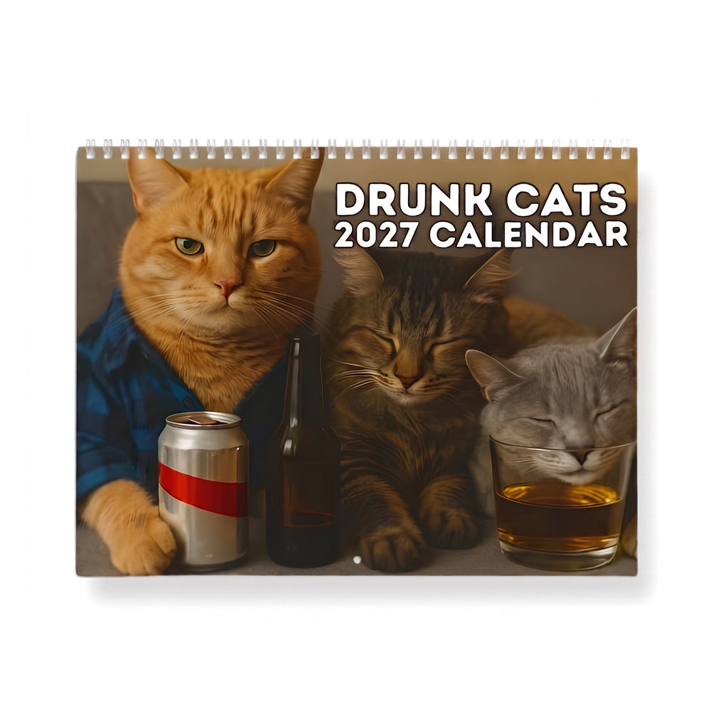 Drunk Cats 2027 spiral wall calendar