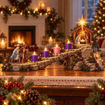⏰ LAST DAY 50% OFF-✝️Four Weeks to Bethlehem™ | Lighted Nativity Advent Collection 🕯️
