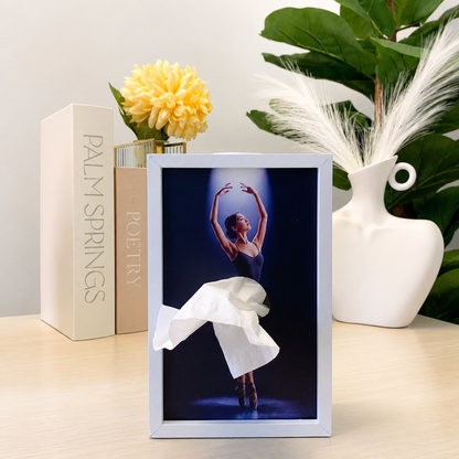 🩰 Dancing Ballerina Tissue Box | Elegant Wooden Art Frame & Unique Home Decor