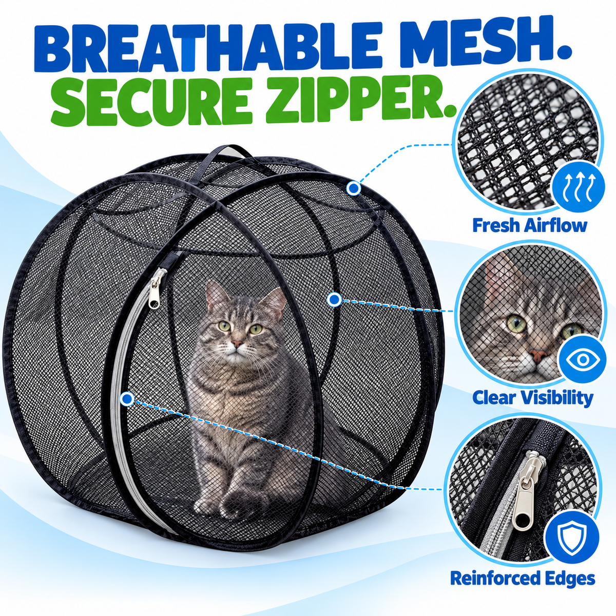 🐱🌿 FreshAir Cat Haven™ | Outdoor Explorer Mesh Playpen
