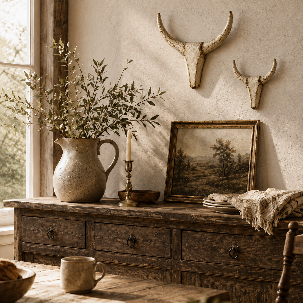 ✨Vintage Distressed Longhorn Wall Sculpture