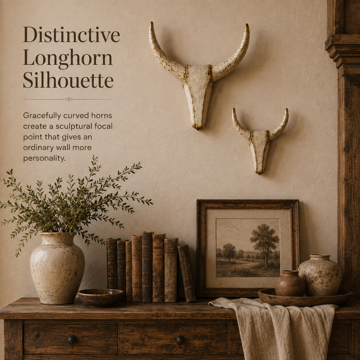 ✨Vintage Distressed Longhorn Wall Sculpture
