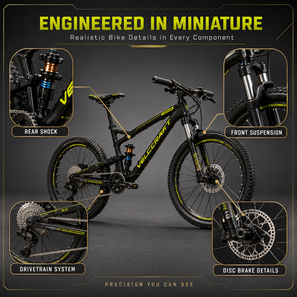 Mountain bike model mechanical detail
