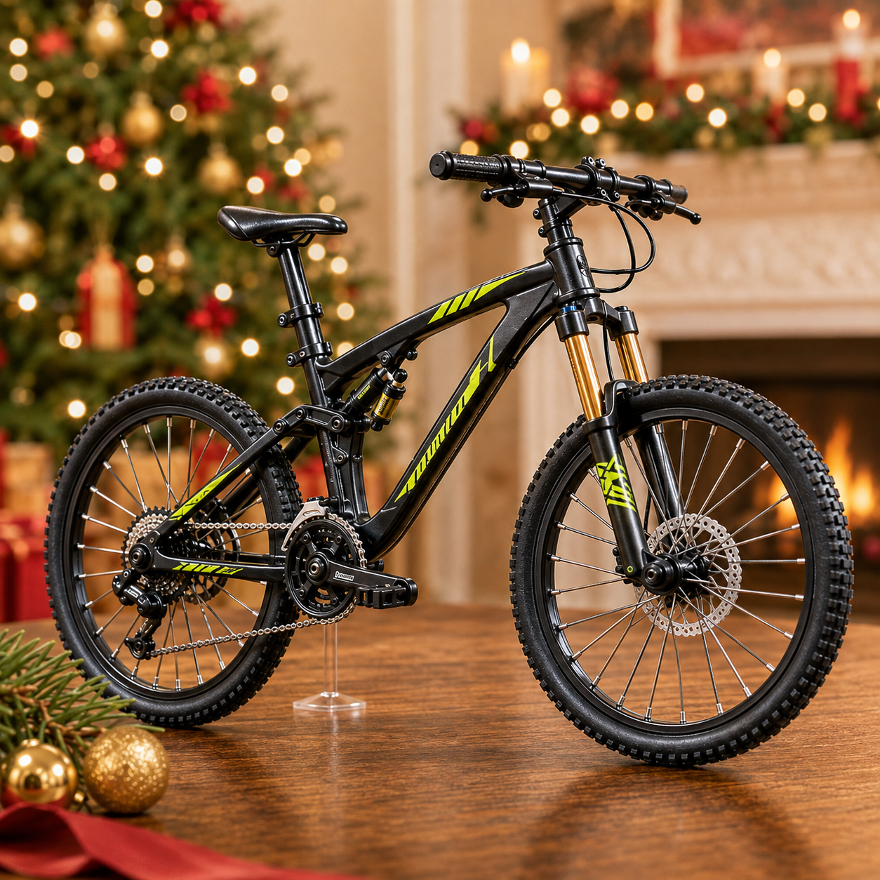 Completed miniature mountain bike model