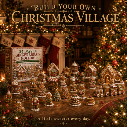 🍪🎄 24 Days in Gingerbread Hollow Advent Calendar – 24-Piece Christmas Gingerbread Village Collection