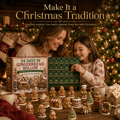 🍪🎄 24 Days in Gingerbread Hollow Advent Calendar – 24-Piece Christmas Gingerbread Village Collection