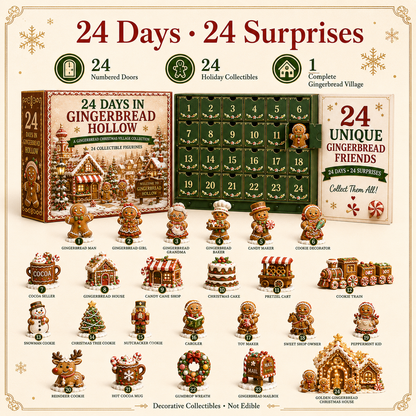 🍪🎄 24 Days in Gingerbread Hollow Advent Calendar – 24-Piece Christmas Gingerbread Village Collection