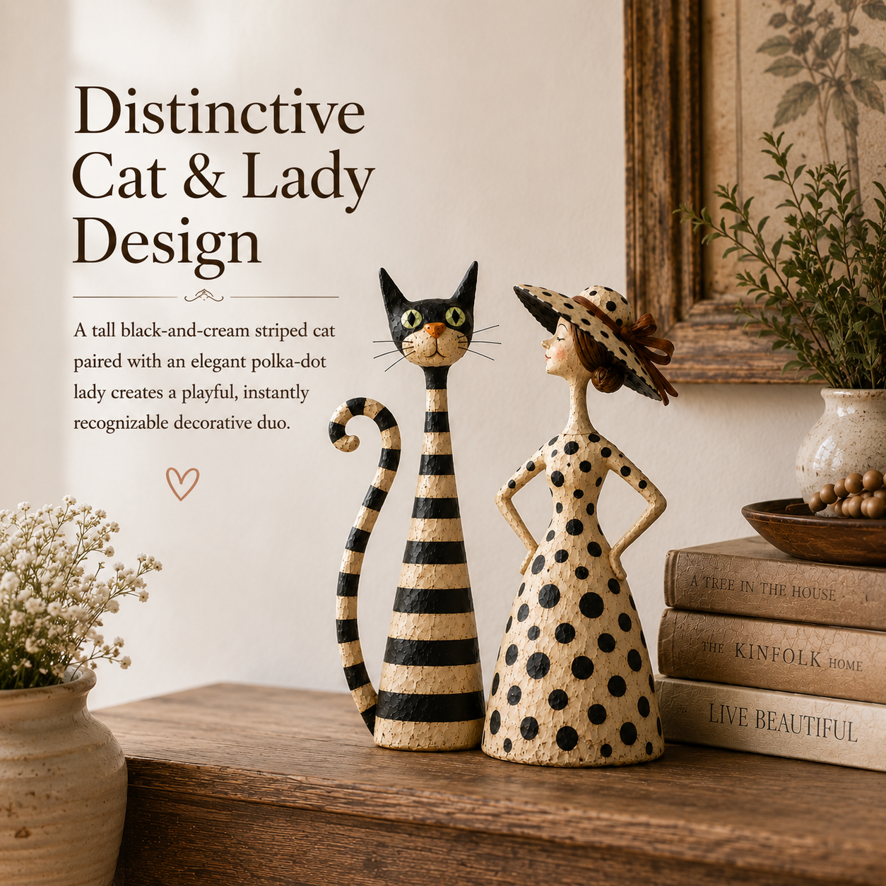 ✨Vintage  Cat & Lady Sculptures