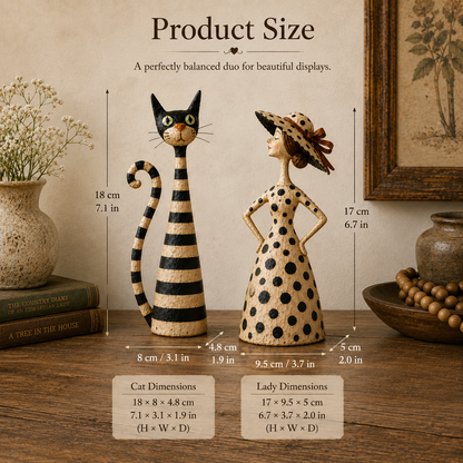 ✨Vintage  Cat & Lady Sculptures