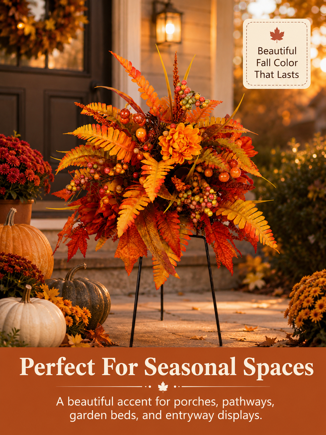 🍂 Instant Fall Porch Floral Stake Arrangement