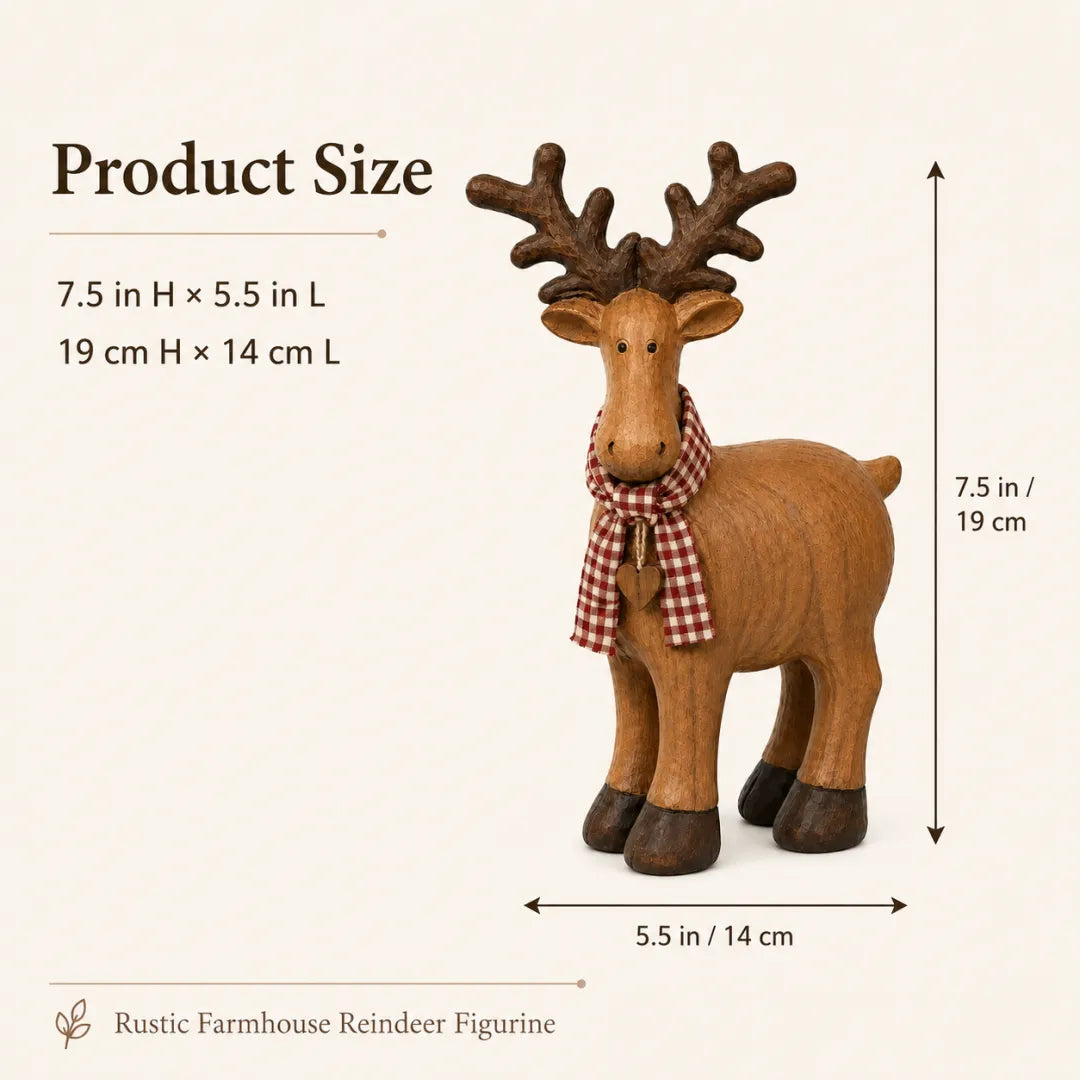 Rustic Farmhouse Reindeer Figurine size