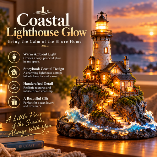 🔥Last Day 50% OFF -🌊 Coastal Lighthouse Glow | A Seaside Village That Lights Up