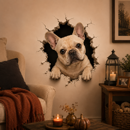 🔥 LAST DAY 50% OFF 🐾 Frenchie Break-In™ 3D Wall Decals – Funny French Bulldog Wall Decor