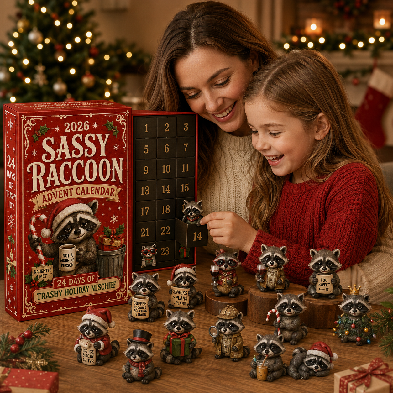 🦝🎄 2026 Sassy Raccoon Advent Calendar – 24 Days of Sarcasm & Mischief 🎁