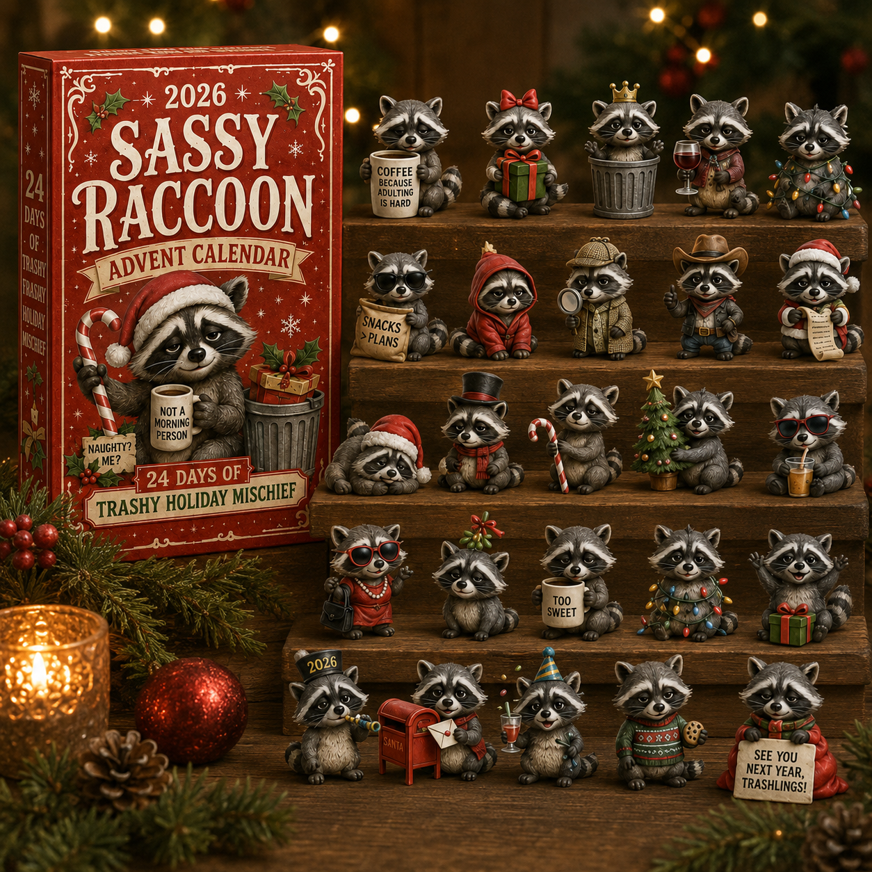 🦝🎄 2026 Sassy Raccoon Advent Calendar – 24 Days of Sarcasm & Mischief 🎁
