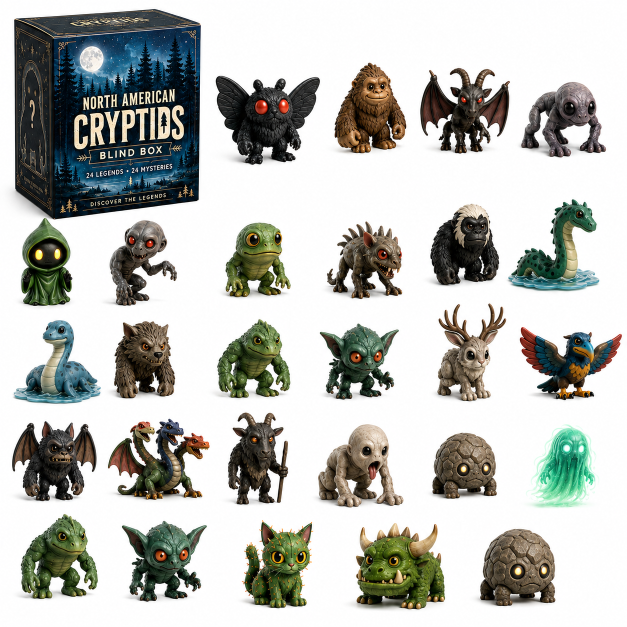 👁️North American Cryptids Blind Box – Complete 24-Piece Collection👹