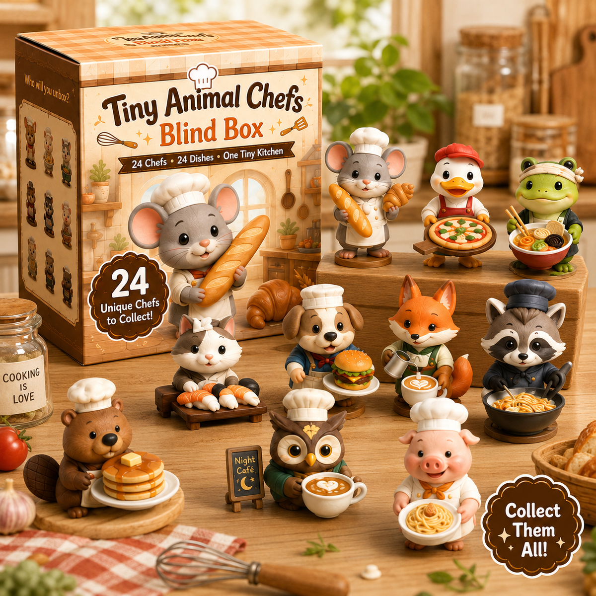 Tiny Animal Chefs kitchen collection display