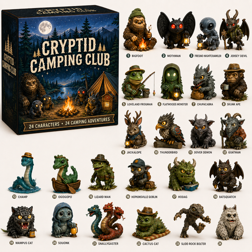🌲 Cryptid Camping Club Blind Box – 24 Cryptids, 24 Camping Adventures 👣