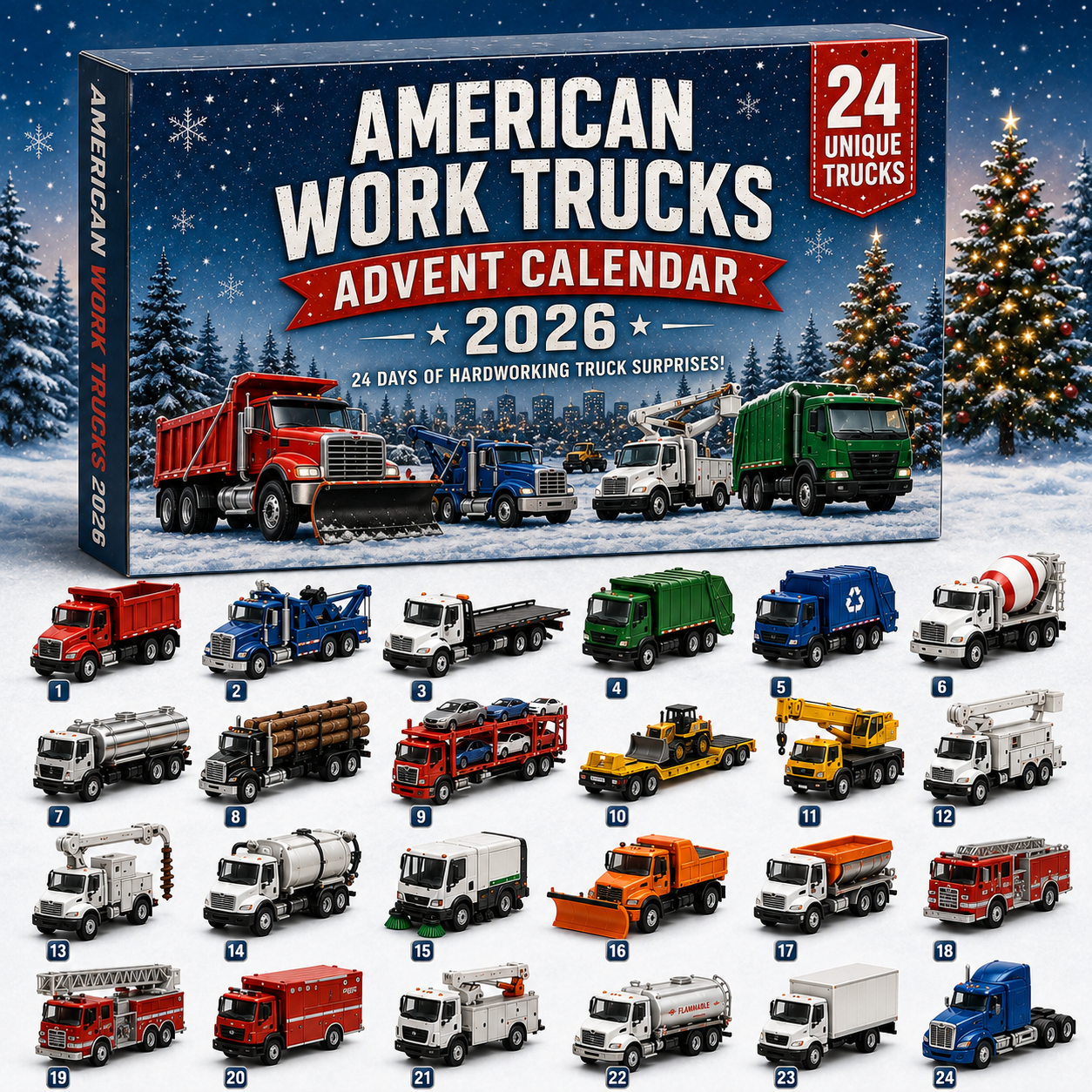 🚛 American Work Trucks Advent Calendar 2026 – 24 Hardworking Trucks to Collect 🎄