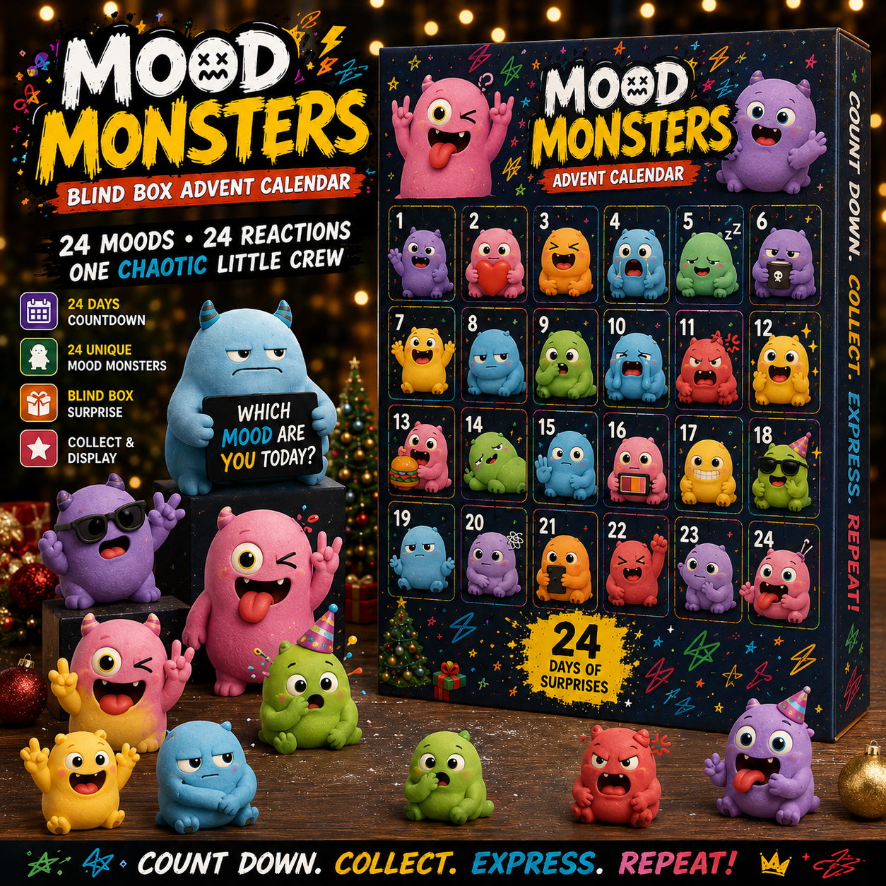 😩 Mood Monsters Advent Calendar 2026 – 24 Moods, 24 Reactions, One Chaotic Little Crew 🎄