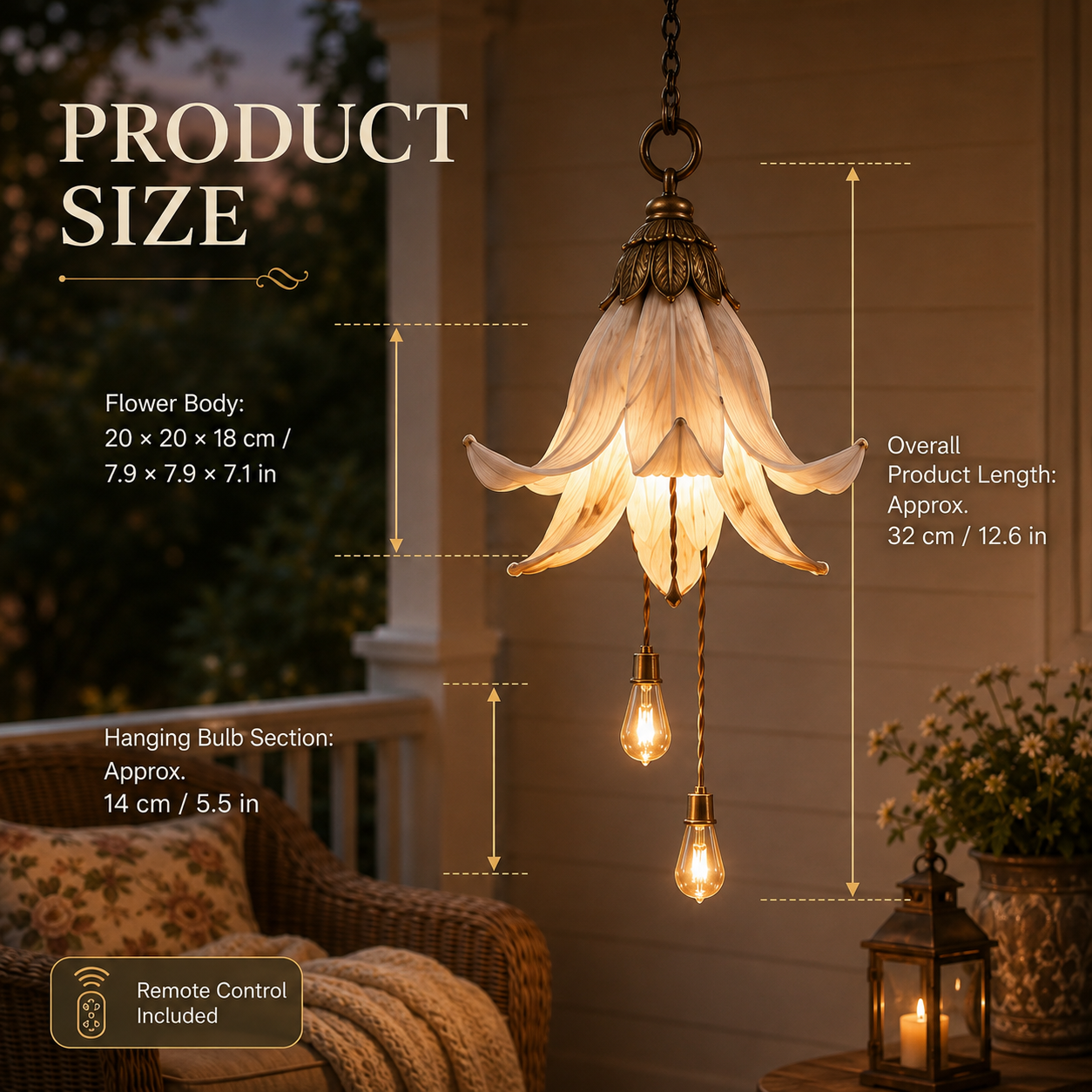🌸  Vintage Hanging Flower Lights – Dusty Rose, Vintage Wisteria & Antique Ivory Lily | Warm Glow Garden & Patio Decor