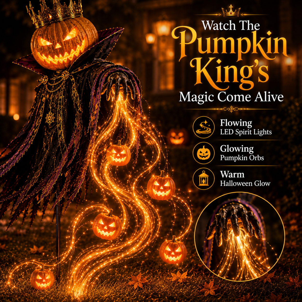 💀HALLOWEEN SPECIAL • 49% OFF🎃Pumpkin King Awakening™ – Flowing LED Halloween Yard Ligh