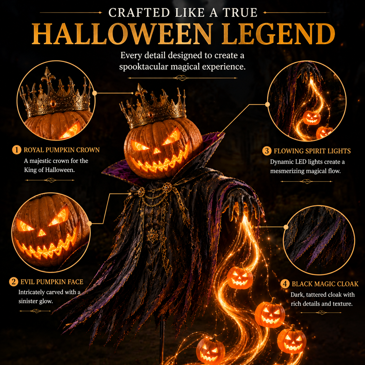 💀HALLOWEEN SPECIAL • 49% OFF🎃Pumpkin King Awakening™ – Flowing LED Halloween Yard Ligh