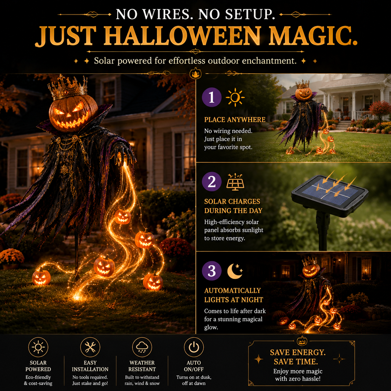 💀HALLOWEEN SPECIAL • 49% OFF🎃Pumpkin King Awakening™ – Flowing LED Halloween Yard Ligh