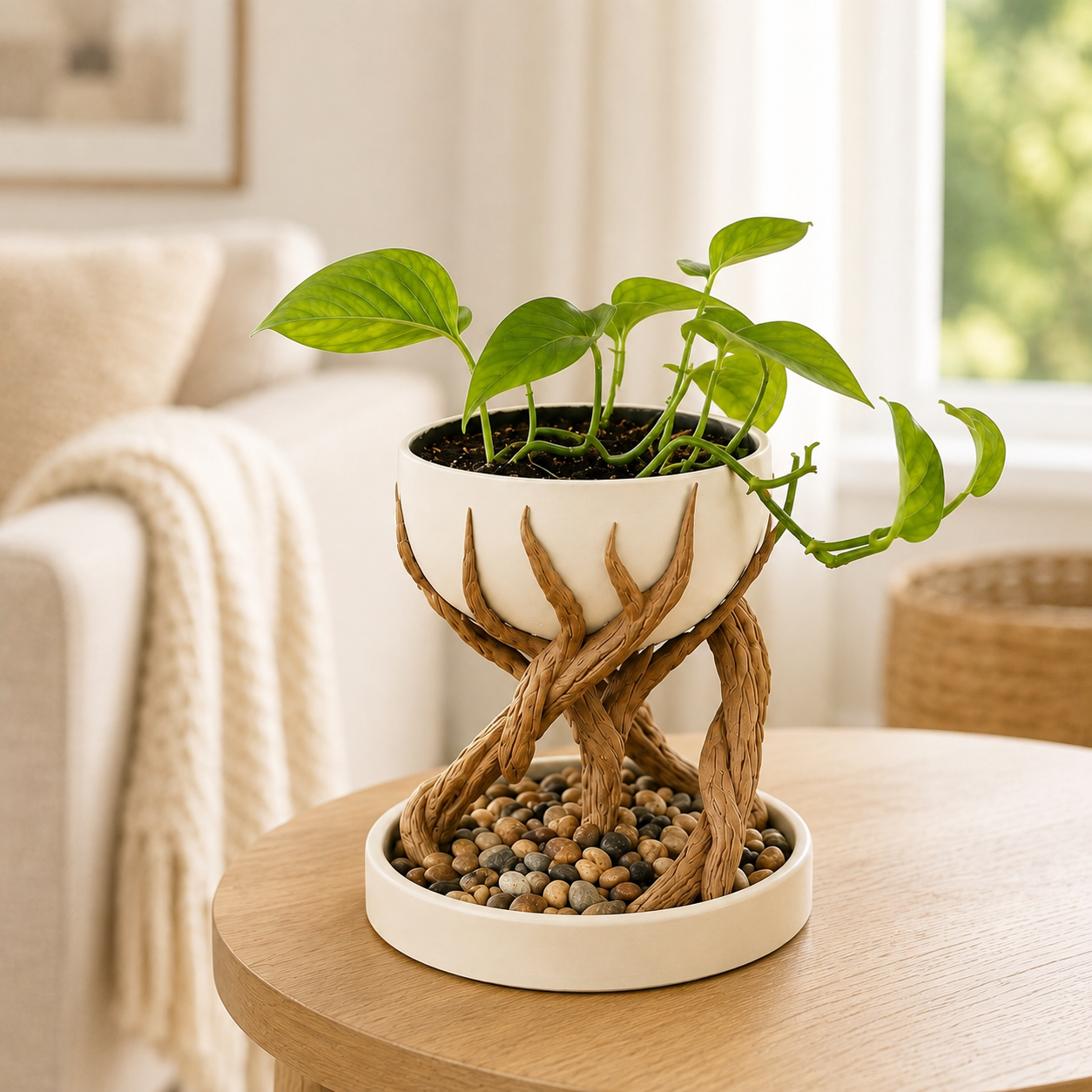 🌿🪴 Tree Root Planter – Sculptural Tabletop Plant Holder with Nature-Inspired Design