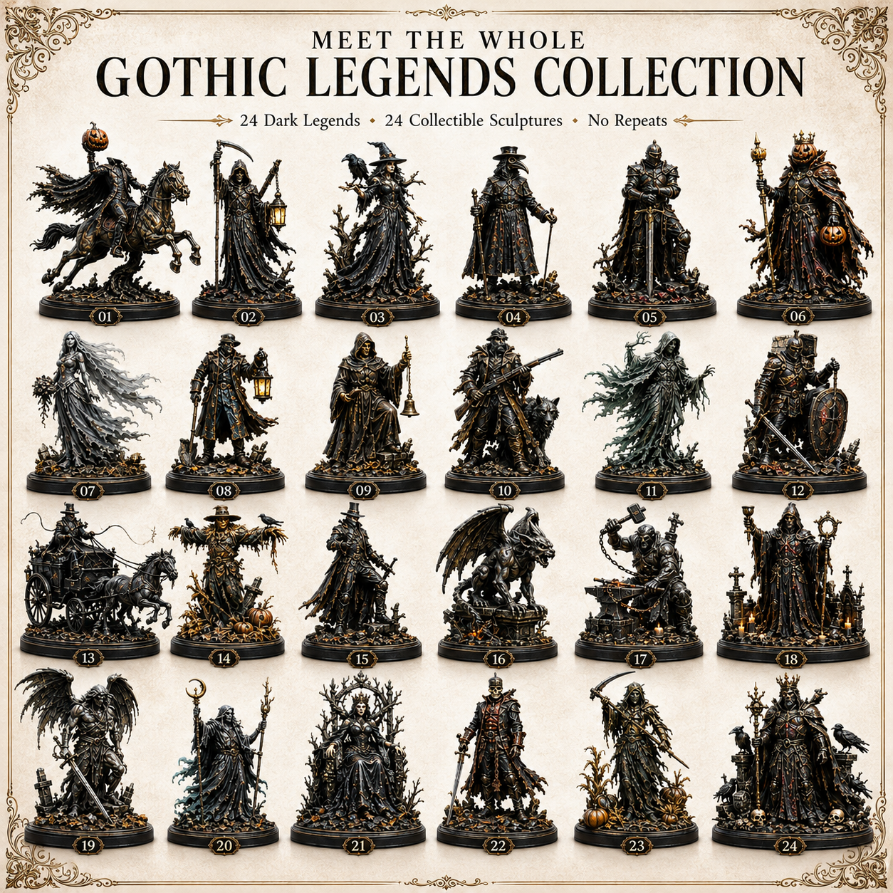 🖤 Gothic Legends Advent Calendar 2026 — 24 Days, 24 Dark Legends, 24 Unique Collectible Sculptures