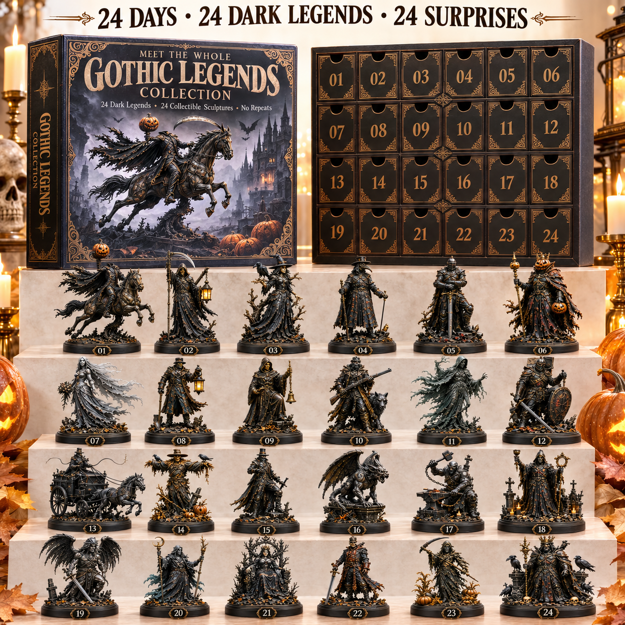 Gothic Legends Advent Calendar with complete 24 figure collection