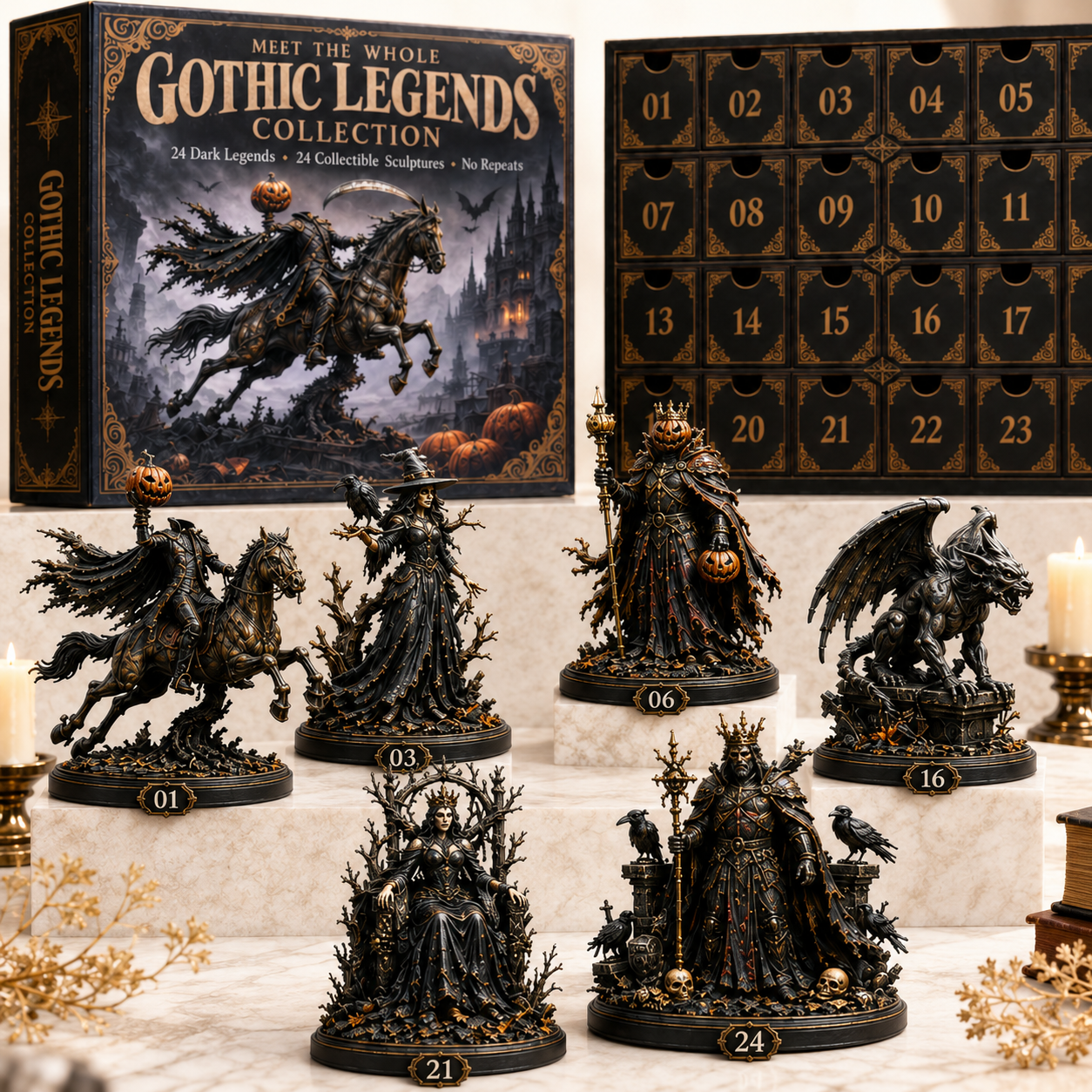 Six distinctive Gothic Legends collectible figures