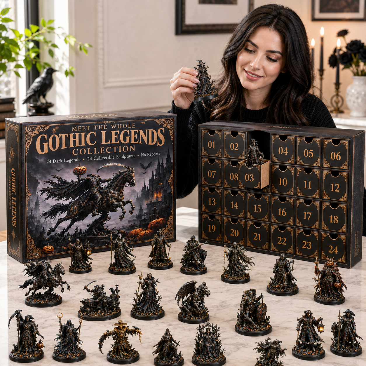 🖤 Gothic Legends Advent Calendar 2026 — 24 Days, 24 Dark Legends, 24 Unique Collectible Sculptures
