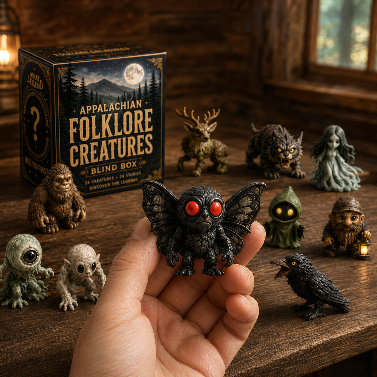 Detailed Appalachian Mothman collectible figurine held in hand